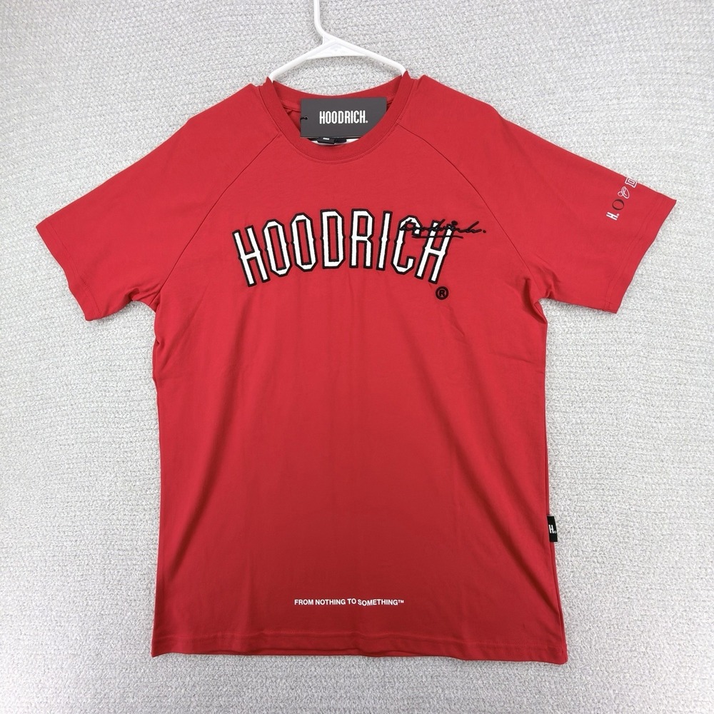 Hoodrich T-Shirt Mens Medium Red Hip Hop Street Wear Rap Y2K Double Sided